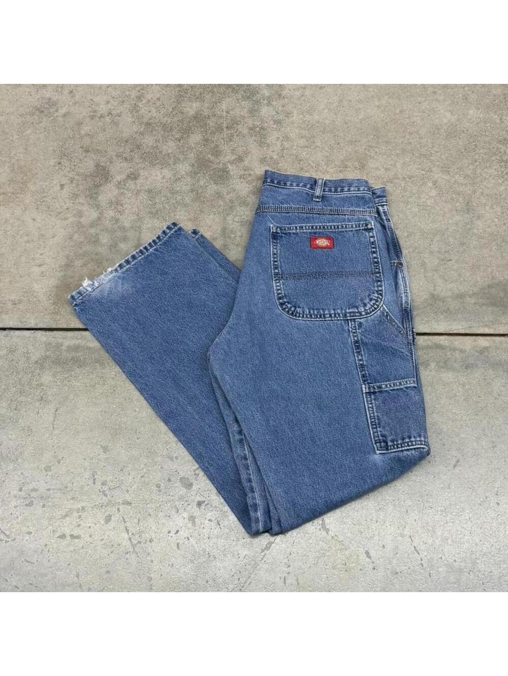 vintage dickies faded blue relaxed baggy fit jeans size 34 x 34